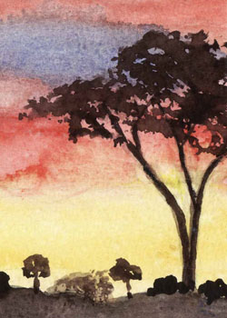 "Serengeti Sunset" by  Elizabeth Clayton, Brookfield WI - Watercolor